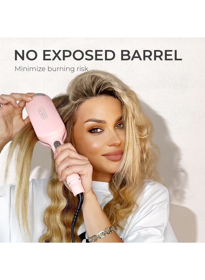 TYMO مكواة تجعيد الشعر ROVY - مكواة تجعيد عميقة، مكواة تجعيد أيونية مع أسطوانة سيراميك تورمالين للنساء، مضادة للحروق، سريعة وسهلة، جهد مزدوج، وردي 32 مم - Image 5